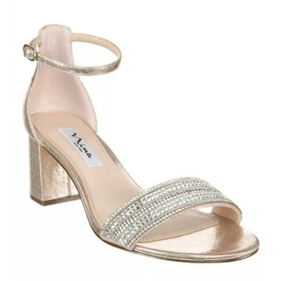 Nina Shoes - Nina Elenora Rhinestone Embellished Dress Sandals Taupe -9